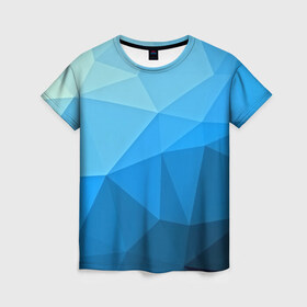 Женская футболка 3D с принтом geometric blue в Курске, 100% полиэфир ( синтетическое хлопкоподобное полотно) | прямой крой, круглый вырез горловины, длина до линии бедер | abstraction | абстракция | геометрия | грани | линии | полигоны | розовый | сочетания | текстура | треугольники