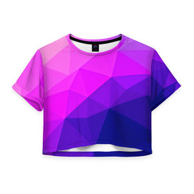 Женская футболка 3D укороченная с принтом Geometrica в Курске, 100% полиэстер | круглая горловина, длина футболки до линии талии, рукава с отворотами | abstraction | абстракция | геометрия | грани | линии | полигоны | розовый | сочетания | текстура | треугольники