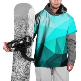Накидка на куртку 3D с принтом Green geometric в Курске, 100% полиэстер |  | abstraction | абстракция | геометрия | грани | линии | полигоны | сочетания | текстура | треугольники