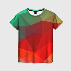 Женская футболка 3D с принтом Abstraction colorise в Курске, 100% полиэфир ( синтетическое хлопкоподобное полотно) | прямой крой, круглый вырез горловины, длина до линии бедер | abstraction | абстракция | геометрия | грани | линии | полигоны | сочетания | текстура | треугольники