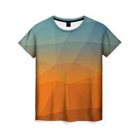 Женская футболка 3D с принтом Смешивание цвета в Курске, 100% полиэфир ( синтетическое хлопкоподобное полотно) | прямой крой, круглый вырез горловины, длина до линии бедер | abstraction | абстракция | геометрия | грани | линии | полигоны | сочетания | текстура | треугольники