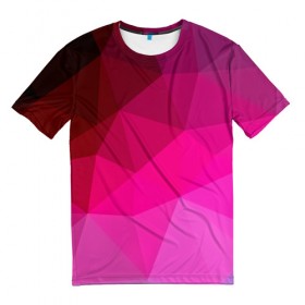 Мужская футболка 3D с принтом Pink Polygon в Курске, 100% полиэфир | прямой крой, круглый вырез горловины, длина до линии бедер | Тематика изображения на принте: 