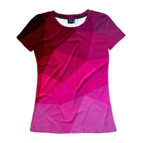 Женская футболка 3D с принтом Pink Polygon в Курске, 100% полиэфир ( синтетическое хлопкоподобное полотно) | прямой крой, круглый вырез горловины, длина до линии бедер | 