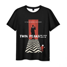 Мужская футболка 3D с принтом Twin Peaks в Курске, 100% полиэфир | прямой крой, круглый вырез горловины, длина до линии бедер | twin peaks | агент дейл  купер | арт | сериал | твин пикс | фильмы