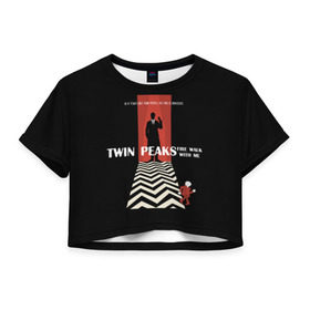Женская футболка 3D укороченная с принтом Twin Peaks в Курске, 100% полиэстер | круглая горловина, длина футболки до линии талии, рукава с отворотами | twin peaks | агент дейл  купер | арт | сериал | твин пикс | фильмы