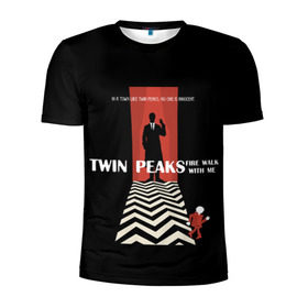 Мужская футболка 3D спортивная с принтом Twin Peaks в Курске, 100% полиэстер с улучшенными характеристиками | приталенный силуэт, круглая горловина, широкие плечи, сужается к линии бедра | twin peaks | агент дейл  купер | арт | сериал | твин пикс | фильмы