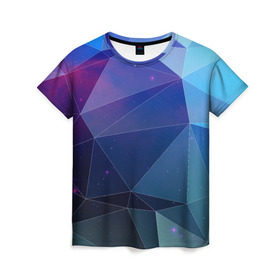 Женская футболка 3D с принтом Геометрический узор в Курске, 100% полиэфир ( синтетическое хлопкоподобное полотно) | прямой крой, круглый вырез горловины, длина до линии бедер | polygon | абстракция | геометрия | узор