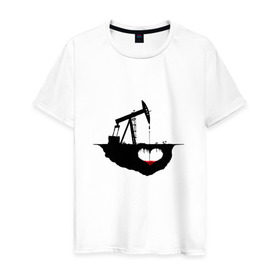 Мужская футболка хлопок с принтом Сердце земли в Курске, 100% хлопок | прямой крой, круглый вырез горловины, длина до линии бедер, слегка спущенное плечо. | газ | нефть