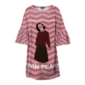 Детское платье 3D с принтом Твин Пикс в Курске, 100% полиэстер | прямой силуэт, чуть расширенный к низу. Круглая горловина, на рукавах — воланы | Тематика изображения на принте: twin peaks | арт | сериал | твин пикс | фильмы