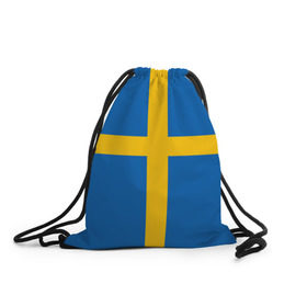 Рюкзак-мешок 3D с принтом Флаг Швеции в Курске, 100% полиэстер | плотность ткани — 200 г/м2, размер — 35 х 45 см; лямки — толстые шнурки, застежка на шнуровке, без карманов и подкладки | Тематика изображения на принте: flag | sverige | sweden | флаг | швеция