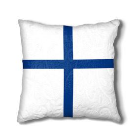 Подушка 3D с принтом Флаг Финляндии в Курске, наволочка – 100% полиэстер, наполнитель – холлофайбер (легкий наполнитель, не вызывает аллергию). | состоит из подушки и наволочки. Наволочка на молнии, легко снимается для стирки | Тематика изображения на принте: finland | flag | suomi | финляндия | флаг