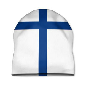 Шапка 3D с принтом Флаг Финляндии в Курске, 100% полиэстер | универсальный размер, печать по всей поверхности изделия | finland | flag | suomi | финляндия | флаг