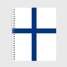 Тетрадь с принтом Флаг Финляндии в Курске, 100% бумага | 48 листов, плотность листов — 60 г/м2, плотность картонной обложки — 250 г/м2. Листы скреплены сбоку удобной пружинной спиралью. Уголки страниц и обложки скругленные. Цвет линий — светло-серый
 | finland | flag | suomi | финляндия | флаг