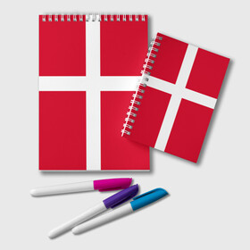 Блокнот с принтом Флаг Дании в Курске, 100% бумага | 48 листов, плотность листов — 60 г/м2, плотность картонной обложки — 250 г/м2. Листы скреплены удобной пружинной спиралью. Цвет линий — светло-серый
 | danmark | denmark | flag | дания | флаг