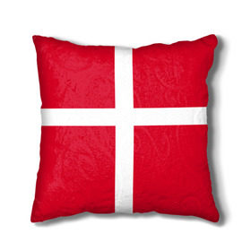 Подушка 3D с принтом Флаг Дании в Курске, наволочка – 100% полиэстер, наполнитель – холлофайбер (легкий наполнитель, не вызывает аллергию). | состоит из подушки и наволочки. Наволочка на молнии, легко снимается для стирки | danmark | denmark | flag | дания | флаг