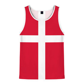 Мужская майка 3D с принтом Флаг Дании в Курске, 100% полиэстер | круглая горловина, приталенный силуэт, длина до линии бедра. Пройма и горловина окантованы тонкой бейкой | Тематика изображения на принте: danmark | denmark | flag | дания | флаг