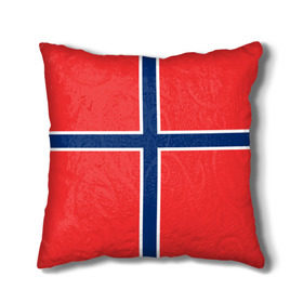 Подушка 3D с принтом Флаг Норвегии в Курске, наволочка – 100% полиэстер, наполнитель – холлофайбер (легкий наполнитель, не вызывает аллергию). | состоит из подушки и наволочки. Наволочка на молнии, легко снимается для стирки | flag | norge | norway | норвегия | флаг