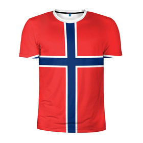 Мужская футболка 3D спортивная с принтом Флаг Норвегии в Курске, 100% полиэстер с улучшенными характеристиками | приталенный силуэт, круглая горловина, широкие плечи, сужается к линии бедра | Тематика изображения на принте: flag | norge | norway | норвегия | флаг