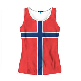 Женская майка 3D с принтом Флаг Норвегии в Курске, 100% полиэстер | круглая горловина, прямой силуэт, длина до линии бедра | flag | norge | norway | норвегия | флаг