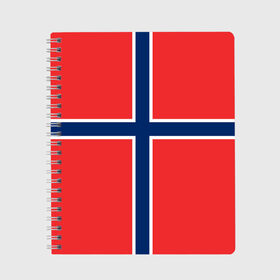 Тетрадь с принтом Флаг Норвегии в Курске, 100% бумага | 48 листов, плотность листов — 60 г/м2, плотность картонной обложки — 250 г/м2. Листы скреплены сбоку удобной пружинной спиралью. Уголки страниц и обложки скругленные. Цвет линий — светло-серый
 | flag | norge | norway | норвегия | флаг