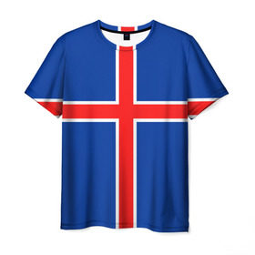 Мужская футболка 3D с принтом Флаг Исландии в Курске, 100% полиэфир | прямой крой, круглый вырез горловины, длина до линии бедер | flag | iceland | island | исландия | флаг