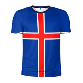 Мужская футболка 3D спортивная с принтом Флаг Исландии в Курске, 100% полиэстер с улучшенными характеристиками | приталенный силуэт, круглая горловина, широкие плечи, сужается к линии бедра | flag | iceland | island | исландия | флаг