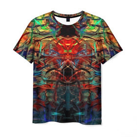 Мужская футболка 3D с принтом psychedelic в Курске, 100% полиэфир | прямой крой, круглый вырез горловины, длина до линии бедер | abstraction | color | spray | абстракция | волны | краска | краски | линии | оптические | полосы | разводы | узоры | фрактал | цветные