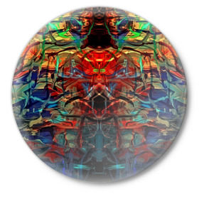 Значок с принтом psychedelic в Курске,  металл | круглая форма, металлическая застежка в виде булавки | abstraction | color | spray | абстракция | волны | краска | краски | линии | оптические | полосы | разводы | узоры | фрактал | цветные