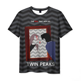 Мужская футболка 3D с принтом TWIN PEAKS в Курске, 100% полиэфир | прямой крой, круглый вырез горловины, длина до линии бедер | twin peaks | агент купер | арт | сериал | твин пикс | фильмы