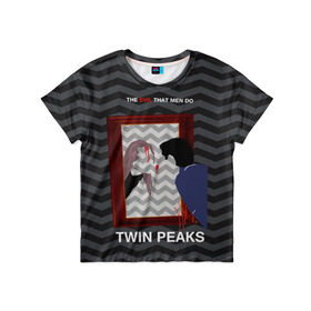 Детская футболка 3D с принтом TWIN PEAKS в Курске, 100% гипоаллергенный полиэфир | прямой крой, круглый вырез горловины, длина до линии бедер, чуть спущенное плечо, ткань немного тянется | twin peaks | агент купер | арт | сериал | твин пикс | фильмы