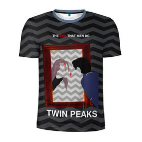 Мужская футболка 3D спортивная с принтом TWIN PEAKS в Курске, 100% полиэстер с улучшенными характеристиками | приталенный силуэт, круглая горловина, широкие плечи, сужается к линии бедра | twin peaks | агент купер | арт | сериал | твин пикс | фильмы