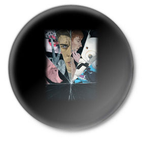 Значок с принтом Black Mirror в Курске,  металл | круглая форма, металлическая застежка в виде булавки | black mirror | сериал | черное зеркало