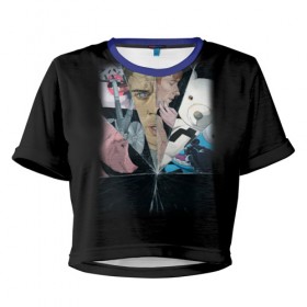 Женская футболка 3D укороченная с принтом Black Mirror в Курске, 100% полиэстер | круглая горловина, длина футболки до линии талии, рукава с отворотами | black mirror | сериал | черное зеркало
