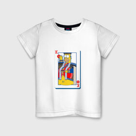 Детская футболка хлопок с принтом Гомер Король в Курске, 100% хлопок | круглый вырез горловины, полуприлегающий силуэт, длина до линии бедер | homer | king | poker | simpsons | барт | гомер | карты | король | мульт | мультфильм | покер | симпсоны