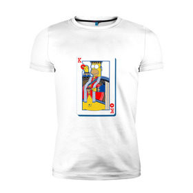 Мужская футболка премиум с принтом Гомер Король в Курске, 92% хлопок, 8% лайкра | приталенный силуэт, круглый вырез ворота, длина до линии бедра, короткий рукав | homer | king | poker | simpsons | барт | гомер | карты | король | мульт | мультфильм | покер | симпсоны