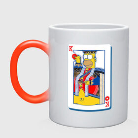 Кружка хамелеон с принтом Гомер Король в Курске, керамика | меняет цвет при нагревании, емкость 330 мл | homer | king | poker | simpsons | барт | гомер | карты | король | мульт | мультфильм | покер | симпсоны