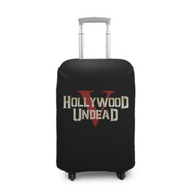 Чехол для чемодана 3D с принтом Hollywood Undead в Курске, 86% полиэфир, 14% спандекс | двустороннее нанесение принта, прорези для ручек и колес | five | hollywood undead | v