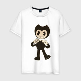 Мужская футболка хлопок с принтом Bendy в Курске, 100% хлопок | прямой крой, круглый вырез горловины, длина до линии бедер, слегка спущенное плечо. | 