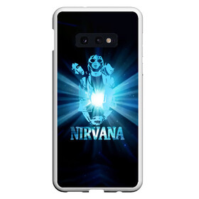 Чехол для Samsung S10E с принтом Группа Nirvana в Курске, Силикон | Область печати: задняя сторона чехла, без боковых панелей | kurt cobain | nirvana | вечная память | гитара | гранж | кумир | курт кобейн | лучи | микрофон | музыкант | надпись | нирвана | певец | рок | свет