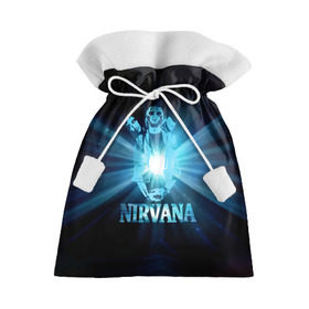 Подарочный 3D мешок с принтом Группа Nirvana в Курске, 100% полиэстер | Размер: 29*39 см | kurt cobain | nirvana | вечная память | гитара | гранж | кумир | курт кобейн | лучи | микрофон | музыкант | надпись | нирвана | певец | рок | свет