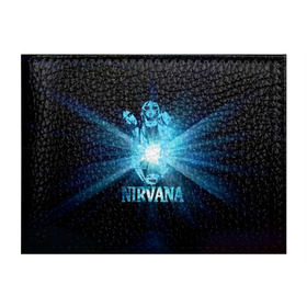 Обложка для студенческого билета с принтом Группа Nirvana в Курске, натуральная кожа | Размер: 11*8 см; Печать на всей внешней стороне | kurt cobain | nirvana | вечная память | гитара | гранж | кумир | курт кобейн | лучи | микрофон | музыкант | надпись | нирвана | певец | рок | свет