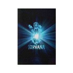 Обложка для паспорта матовая кожа с принтом Группа Nirvana в Курске, натуральная матовая кожа | размер 19,3 х 13,7 см; прозрачные пластиковые крепления | Тематика изображения на принте: kurt cobain | nirvana | вечная память | гитара | гранж | кумир | курт кобейн | лучи | микрофон | музыкант | надпись | нирвана | певец | рок | свет