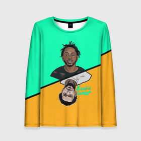 Женский лонгслив 3D с принтом Kendrick Lamar в Курске, 100% полиэстер | длинные рукава, круглый вырез горловины, полуприлегающий силуэт | k dot | kendrick lamar | дакворт | двуликий | карта | картинка | кендрик | король | король хип хопа | ламар | лицо | музыкант | певец | репер | рисунок | хип хоп