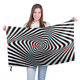 Флаг 3D с принтом RGB optical в Курске, 100% полиэстер | плотность ткани — 95 г/м2, размер — 67 х 109 см. Принт наносится с одной стороны | абстракция | волны | краска | линии | оптические | полосы | разводы | узоры | фрактал | цветные