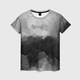Женская футболка 3D с принтом Polygon gray в Курске, 100% полиэфир ( синтетическое хлопкоподобное полотно) | прямой крой, круглый вырез горловины, длина до линии бедер | abstraction | polygon | абстракция | грань | краски | кубик | кубики | линии | мозаика | ребро | текстура | узор