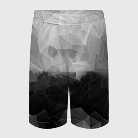 Детские спортивные шорты 3D с принтом Polygon gray в Курске,  100% полиэстер
 | пояс оформлен широкой мягкой резинкой, ткань тянется
 | abstraction | polygon | абстракция | грань | краски | кубик | кубики | линии | мозаика | ребро | текстура | узор