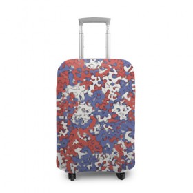 Чехол для чемодана 3D с принтом Бело-сине-красный камуфляж в Курске, 86% полиэфир, 14% спандекс | двустороннее нанесение принта, прорези для ручек и колес | белый | красный | милитари | паттрен | россия | синий | текстура | триколор | флаг