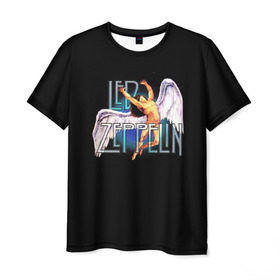Мужская футболка 3D с принтом Led Zeppelin Angel в Курске, 100% полиэфир | прямой крой, круглый вырез горловины, длина до линии бедер | Тематика изображения на принте: рок