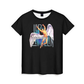 Женская футболка 3D с принтом Led Zeppelin Angel в Курске, 100% полиэфир ( синтетическое хлопкоподобное полотно) | прямой крой, круглый вырез горловины, длина до линии бедер | рок