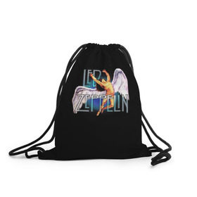 Рюкзак-мешок 3D с принтом Led Zeppelin Angel в Курске, 100% полиэстер | плотность ткани — 200 г/м2, размер — 35 х 45 см; лямки — толстые шнурки, застежка на шнуровке, без карманов и подкладки | рок